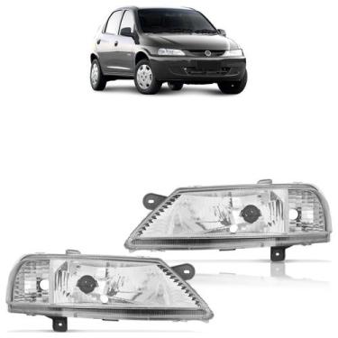 Imagem de Farol Dianteiro Celta 1999 a 2006 Máscara Cromada Liso Acrílico - Auto