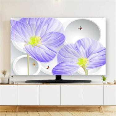 Imagem de Capa de TV com estampa floral para ambientes internos para tela de televisão elástica de 81 a 203 cm, tecido elástico para tela de televisão e PC decorativa-flor4||55 polegadas