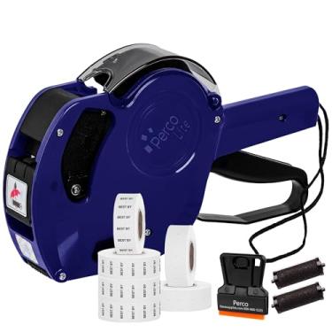 Imagem de Perco Kit de pistola Lite 1 Line Date Gun - Inclui 2 rolos brancos, 4 rolos da Best by Labels, 2 rolos de tinta - 1 rolo de tinta e etiquetas pré-carregadas