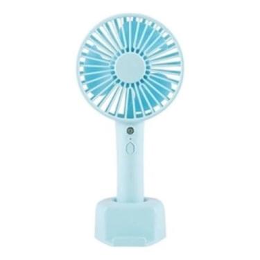 Imagem de Ventilador Portátil Mini De Mão Mesa Recarregavel Usb Led com cabo(azul)