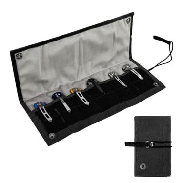 Imagem de Bolsa de exibição para faca de bolso, 6 compartimentos com canivetes, bolsa dobrável para armazenamento de facas pequenas, organizador de saco de rolo de facas, bolsa protetora de coleção de rolo de