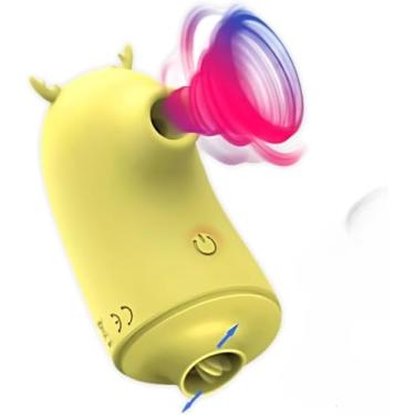 Imagem de Vibrador Pulsação Língua 2 em 1 Alce Recarregável USB Cor:Amarelo