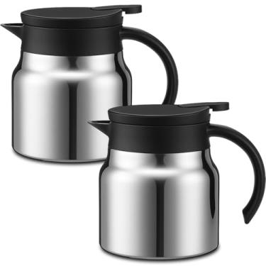 Imagem de Ziliny 2 garrafas térmicas de café para manter quente/frio de aço inoxidável, recipiente pequeno para creme de café, parede dupla, isolamento a vácuo, bule de chá, dispensador de bebidas para
