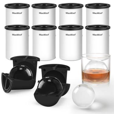 Imagem de Máquina de cubos de gelo transparente, de aço inoxidável, 6 cm, molde de cubo de gelo de silicone para coquetéis, bebidas e bourbon, presentes de uísque para homens (pacote com 8)