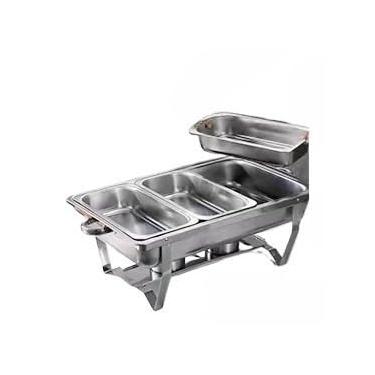 Imagem de Inox 9 Litros 1/2 Panelas com 2 Cubas para Buffet, Festas e Marmita Térmica - Banho Maria, Chafing Dish, Recipiente Inox e Rechaud(Três grades)