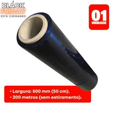 Imagem de Filme Stretch Preto 500 X 0,025 X 3 (200m) Stretch - Drpack Embalagens