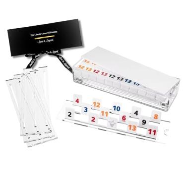 Imagem de Luxe & Legend (White Cover) Rummy Tile Game Set – Engraved Bright White Tiles, Acrylic Lucite Racks & Storage Box with Premium Gift Box, Modern Luxury Family Board Game for Adults & Kids