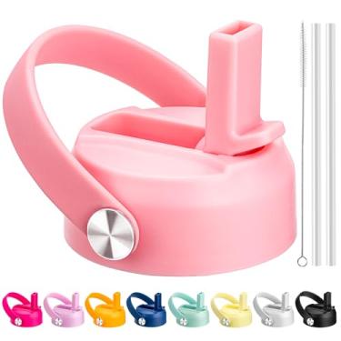 Imagem de Bluwing Tampa de canudo para Hydro Flask boca larga, tampas com canudo para Hydroflask 12 16 18 20 32 garrafas de água de boca larga de 1,134 g, tampa de canudo de substituição (rosa claro