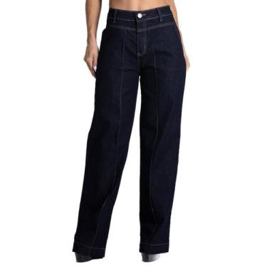 Imagem de Calça Jeans Sawary Wide Leg - 280926 - Azul escuro 42, Azul, 42