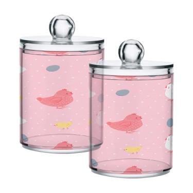 Imagem de Qilmy Qtip Suporte de 400 ml, frasco de armazenamento de boticário de plástico transparente com tampa, dispensador de recipiente de banheiro para bola de algodão, cotonete, fio dental, pacote com 2