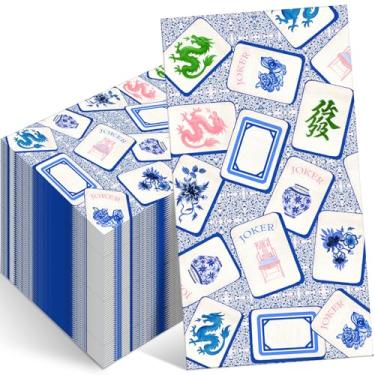 Imagem de Janlaugh 150 guardanapos Mahjong a granel para convidados guardanapos de papel descartáveis suprimentos de festa Mahjong Toalhas de mão Mah Jong acessório de decoração para reuniões de aniversário