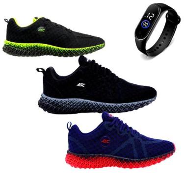 Imagem de Kit 3 Tênis Asc Ghost 3 Esporte Academia Caminhada Dia a Dia Masculino