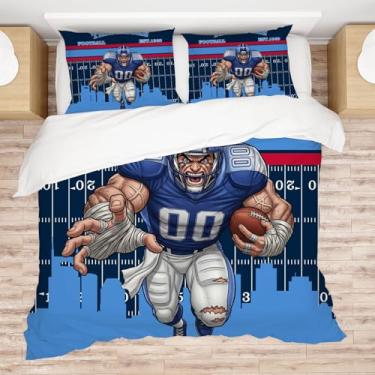 Imagem de Allenjoy Conjunto de edredom de futebol americano Tennessee com 2 fronhas para meninos, adolescentes, homens, fãs, quarto, berçário, decoração de quarto, lavável na máquina, tamanho casal