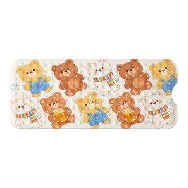 Imagem de Tapete de banheira infantil, tapete de banho antiderrapante com desenho animado para crianças e crianças, tapete de segurança para banheira antiderrapante com ventosas fortes, tapete de banho macio