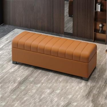 Imagem de Banco de armazenamento moderno para sala de estar com almofada, banco para quarto na extremidade da cama, banco de entrada com armazenamento, banco para entrada da porta da frente, banco de sapatos