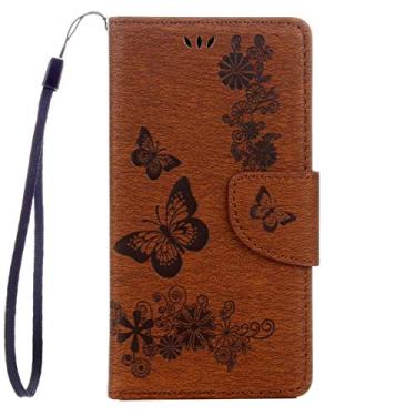 Imagem de CHAJIJIAO Capa ultrafina para Sony Xperia XZ Power Butterflies em relevo horizontal capa de couro com suporte e compartimentos para cartões, carteira e cordão (preto) (cor: marrom)