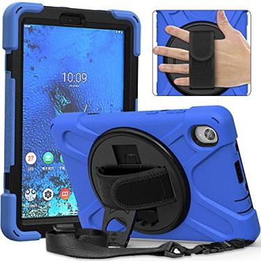 Imagem de Capa do caso da tabuleta. Capa de tablet para Lenovo Tab M8 8inch TB-8705F, Crianças do corpo inteiro caixa de choque à prova de choque com alça de mão/alça de ombro rotativa kickstand (Color : Blu