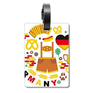 Imagem de Bolsa de viagem com bandeira de marco da alfândega da Alemanha com etiqueta para bagagem e cartão de bagagem