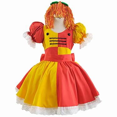 Imagem de Fantasia Folclore Brasileiro Infantil Luxo Com Peruca Emília (G 9-10)