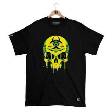 Imagem de Camiseta Mafiaclub Gola Redonda Estampa CAVEIRA RADIOATIVA Streetwear fio 30.1 Penteado
