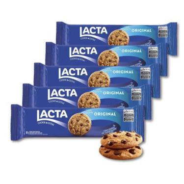 Imagem de Cookies Chocolate Ao Leite Lacta Kit 5 Pacotes De 80G