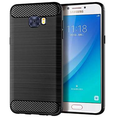 Imagem de Capa para Samsung Galaxy C5, sensação macia, proteção total, anti-arranhões e impressões digitais + capa de celular resistente a arranhões para Samsung Galaxy C5