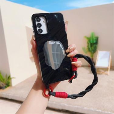 Imagem de Capa de telefone com cordão de onda 3D espelhada para Samsung Galaxy A05 A05S A55 A15 A35 A25 A14 A04 A04E Capa traseira de silicone TPU macio, preta, para Samsung A05 5G