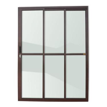 Imagem de Porta de Alumínio de Correr 210x120cm 3 Folhas 1/3 com Vidro Liso Cort