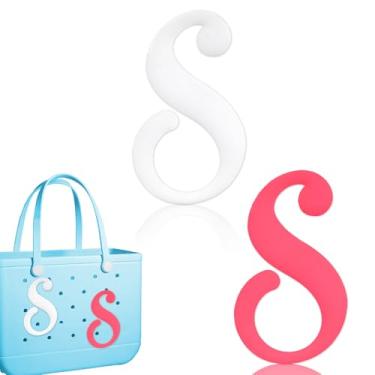 Imagem de Blinket Berloques decorativos com letras do alfabeto compatíveis com bolsa Bogg | Berloques compatíveis com bolsa Bogg - letras 3D brancas e rosa, acessórios elegantes do alfabeto, inclui letras