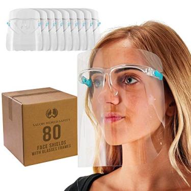 Imagem de TCP Global Salon World Safety Face Shields with Glass Frames (20 pacotes de 4) - Proteção Ultra Transparente Protetor Completo Protege Olhos, Nariz, Boca - Plástico Antiembaçante PET, Óculos