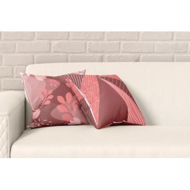 Imagem de Kit 2 Almofadas Com Enchimento Abstrato Flores Geométrico Rosa - Core 