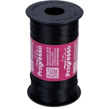 Imagem de Fita de Cetim 07MM 100M Preto 219 - Fitas Progresso