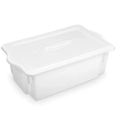 Imagem de Caixa Plástica Organizadora de Alimentos 24,5L Branca Com Tampa Para C