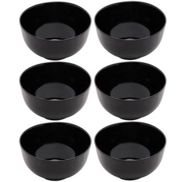 Imagem de Kit 6 Bowls de Vidro 700ml Cumbucas Preto Tigela Sopa Saladas Caldos S