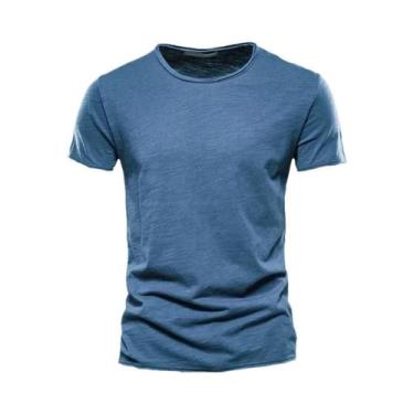 Imagem de Camiseta Masculina Slim Fit - Algodão, Decote V, Manga Curta, Tamanho 