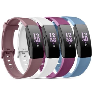 Imagem de Vancle Pacote com 4 pulseiras para Fitbit Inspire 2/Fitbit Inspire HR para mulheres e homens, pulseira esportiva de silicone macio ajustável para Fitbit Inspire 2/Inspire HR/Inspire/Ace 3/Ace 2
