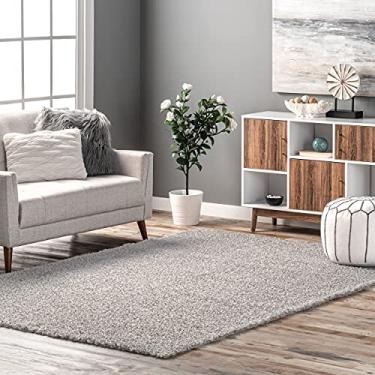 Imagem de nuLOOM Marlow Tapete macio lavável à máquina de pele de carneiro sintética, 1,22 x 1,82 m, cinza claro