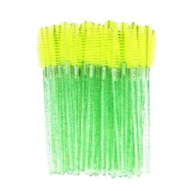 Imagem de Kit 200 Escovinhas Verde Com Glitter Para Extensão Escovinha Sobrancelha