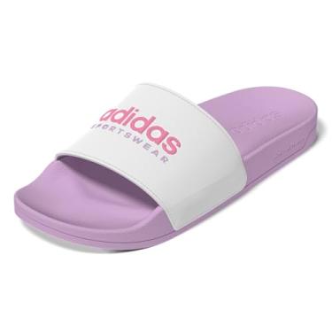 Imagem de adidas Sapatos unissex Adilette Shower Slip On, Branco/Rosa Bliss/Lilás Bliss, 15 Women/14 Men