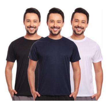 Imagem de Kit 3 Camisas Básicas Masculina Dry Fit Lisa Tradicional - MC Digital,