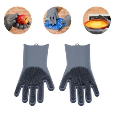 Imagem de Luva de Silicone Multiuso Macia Mágica Esponja Com Cerdas Limpeza Cozi
