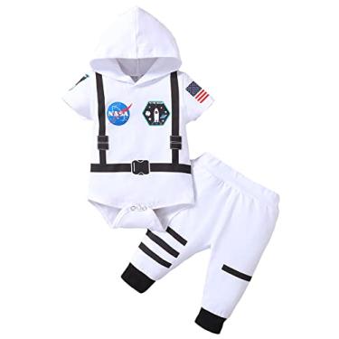Imagem de Singcoco Fantasia de bebê menino fantasia de uniforme recém-nascido com chapéu, Branco-curto, 18-24 Meses