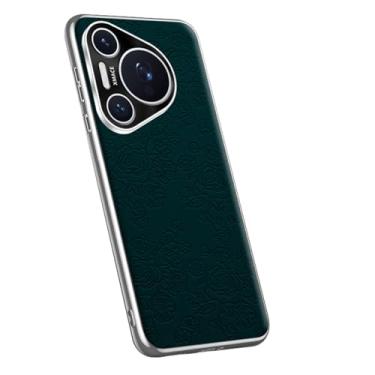 Imagem de LYJSMGZ Capa fina para Huawei Pura 70 Ultra/70 Pro/70 Pro+/70, capa fina de couro com textura em relevo anti-impressão digital, capa de proteção para câmera, verde, 70 Pro+