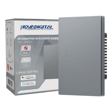 Imagem de Interruptor Tecla Fisica 1 Botao Zigbee com Led NovaDigital Grafite - Cinza