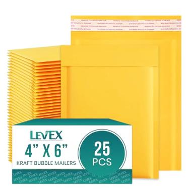 Imagem de Levex - #0000 10 x 15,2 cm [25 pacotes) Kraft Bubble Mailers, Envelope Acolchoado, Envelope de Embalagem e Sacos de Correio para Envio