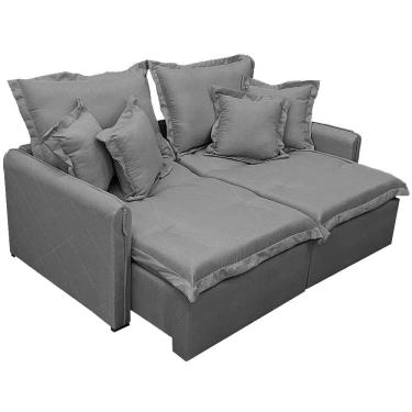 Imagem de Sofá Cama Lima 200cm em Linho 3 Lugares Retrátil e Reclinável União Cor Grafite