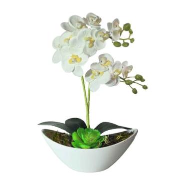 Imagem de Planta Artificial Arranjo Orquidea Suculenta (Branca)