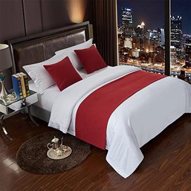 Imagem de Cachecol para cama de hotel, estilo europeu, decoração de cama, macia, confortável, colcha, proteção sem desbotamento, toalha de cama luxuosa para cama de solteiro queen size - vermelho||50 x 180 cm