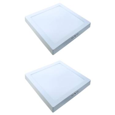Imagem de Kit 2x Painel Plafon Sobrepor Alumínio Quadrado LED 32W 30x30 Bivolt Branco Frio