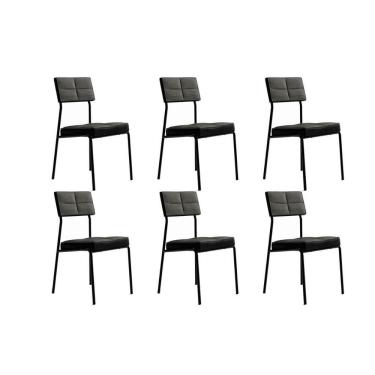 Imagem de Kit 6 Cadeiras de Cozinha Neo 1740 6 Uni Preto/Grafite - Preto - Carraro